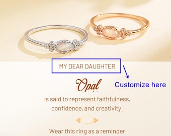 Opalite Sterling Silver Ring for Daughter: Inspirational Gift