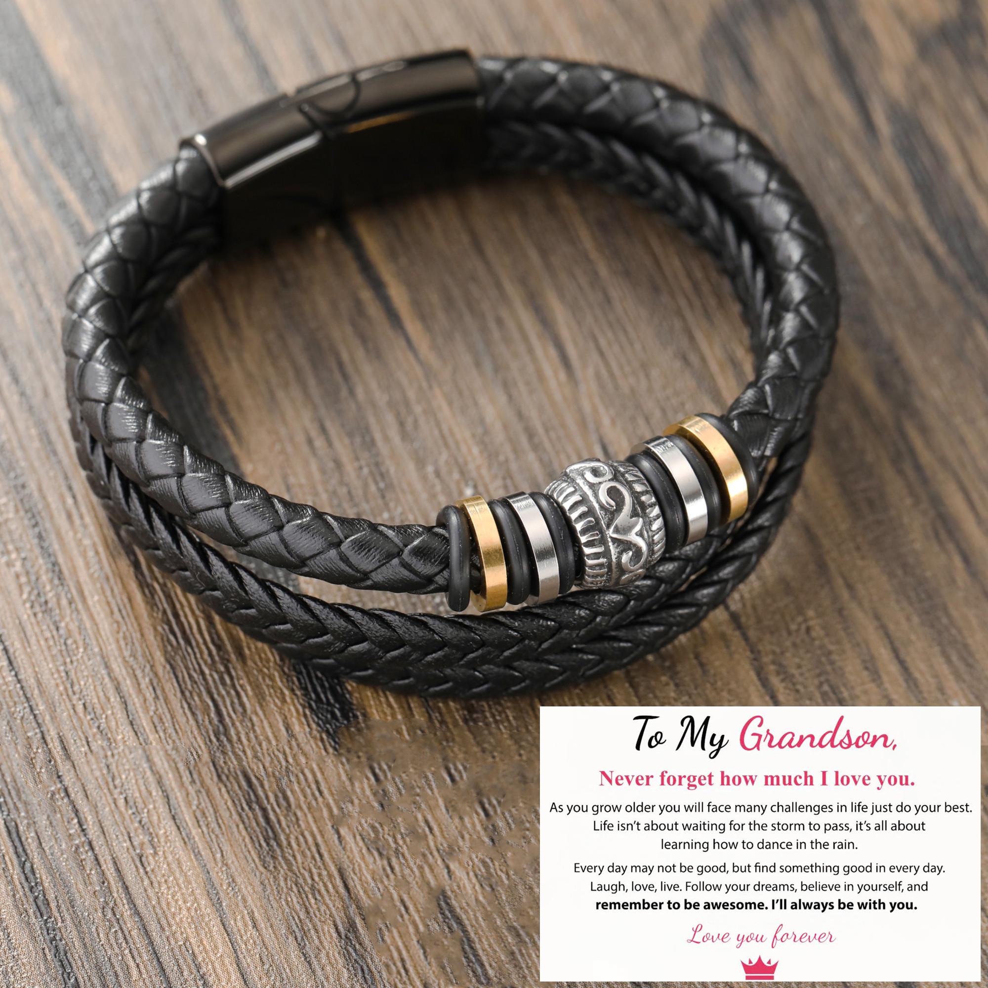 Bracciale Con Ciondolo Per Nipote - Inciso Con Frase Ispiratrice, In Acciaio Inossidabile, Regalo Compleanno Natale