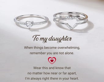 Set di anelli a forma di cuore in argento sterling: regalo per mamma e figlia, con zirconi cubici