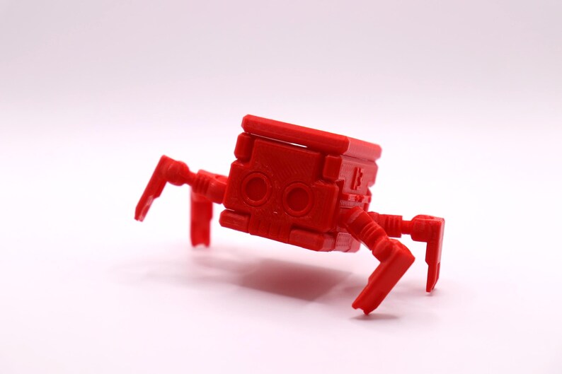 Transforming Little Cube Guy Gadget 3D printed Mechanical Desk Toy Fidget Gift Red