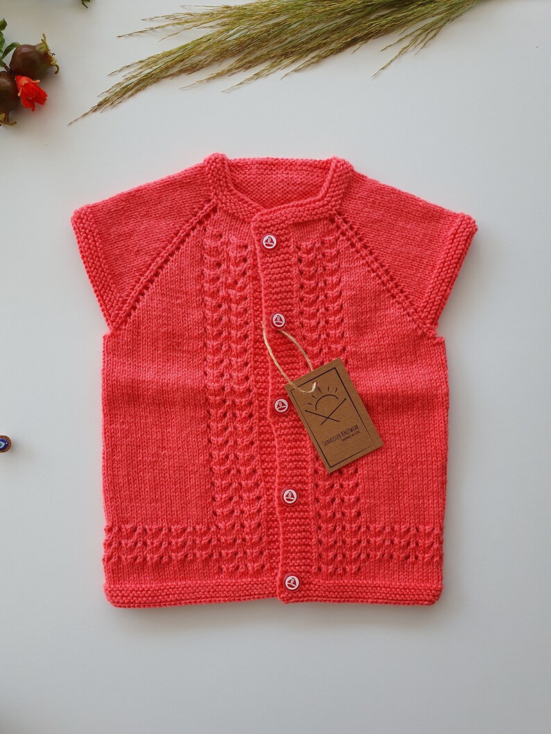 Handknit Baby Vest, Soft Wool, one of a kind image 5