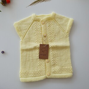 Handknit Baby Vest, Soft Wool, one of a kind image 3