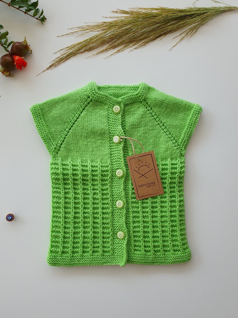 Handknit Baby Vest, Soft Wool, one of a kind image 1