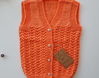 Handknit Baby Vest, Bright Colors, Soft Wool, *one of a kind*
