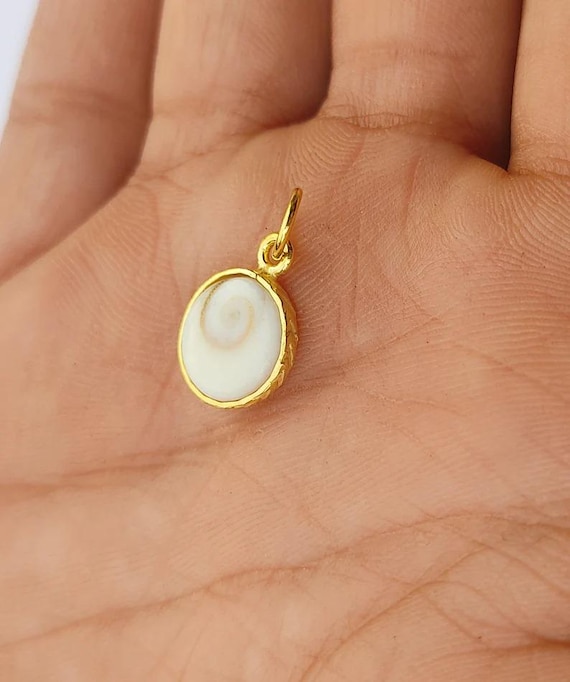 Shiva Eye 22K Gold Plated Pendant, Gemstone Charm, 925 Sterling Silver Shiva Eye Small Pendant For Necklace, Handmade Jewelry
