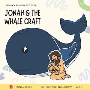 Jonah and the Whale Craft | Printable Bible Craft for Kids | Sunday School Activity | Jonah Praying Inside the Whale