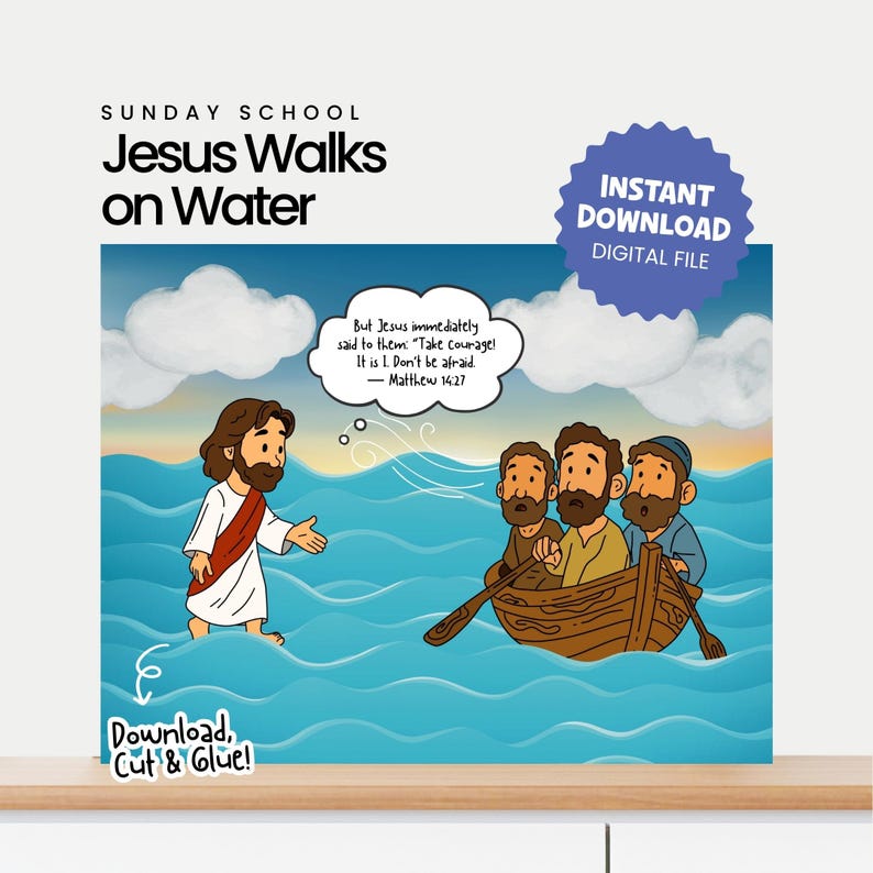 Jesus Walks on Water Craft: Sunday School Bible Lesson (PDF) - Etsy