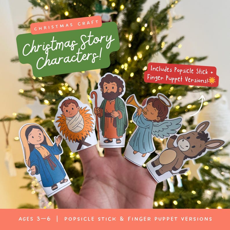 Christmas Story Characters | Popsicle Stick + Finger Puppet Versions - Etsy