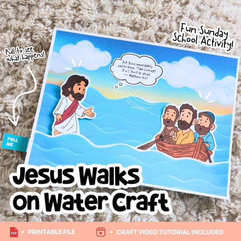 Jesus Walks on Water Craft: Sunday School Bible Lesson (PDF) - Etsy