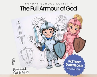 Ephesians 6 Armor of God Printable | Bible Craft for Kids | Sunday School Activity