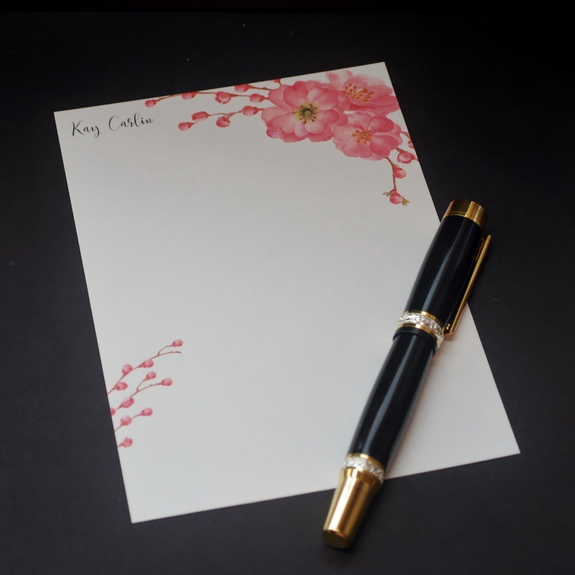 Pink Sakura Personalized Stationery Set Letter Writing Set - Etsy
