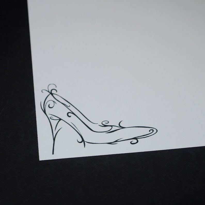 hand written letter stationery set snail mail letter writing set 30 pieces Diva fine writing set pink zebra with black high heel shoe