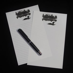 Le huard, ensemble de papeterie, 5,5 x 8,5, lettres, note manuscrite, 30 pièces, avec ou sans doublure, correspondance, courrier postal, nature, oiseau, lac