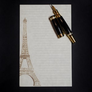 Tour Eiffel, ensemble de papeterie, 5,5 x 8,5, écriture, lettres manuscrites, vintage, avec ou sans doublure, papier parchemin, correspondant, courrier