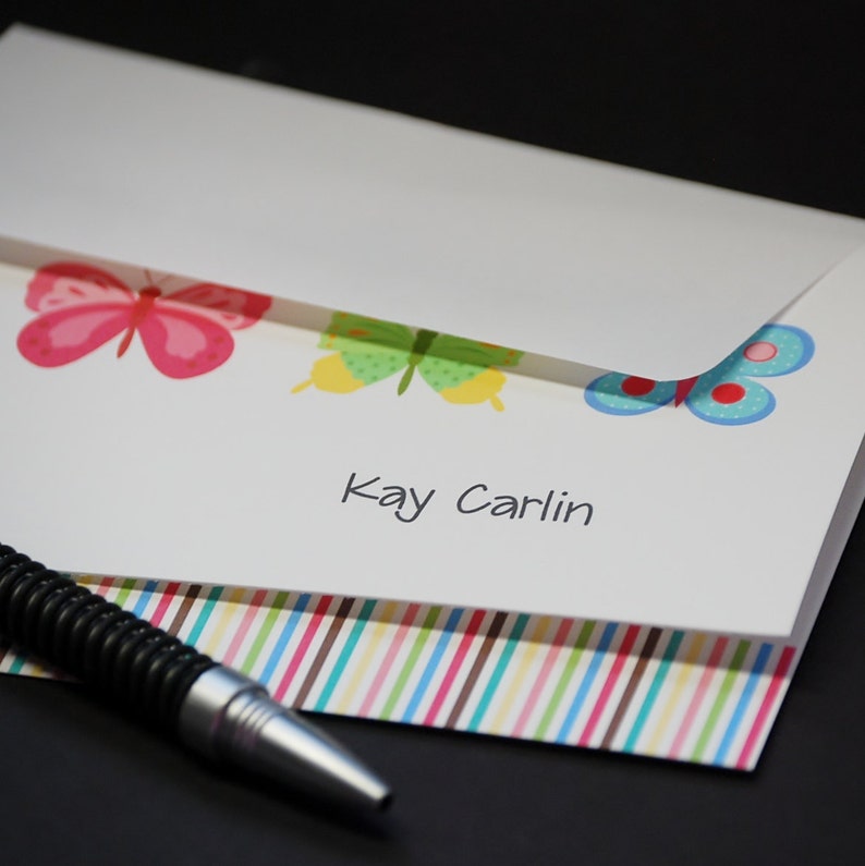 personalized custom note cards set of 6 greeting cards Butterfly Trio