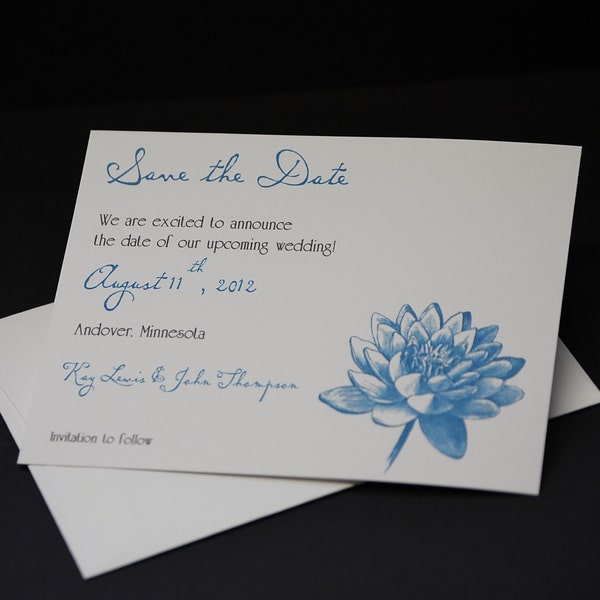 Vintage Botanical in Blue, Save the Date card sample