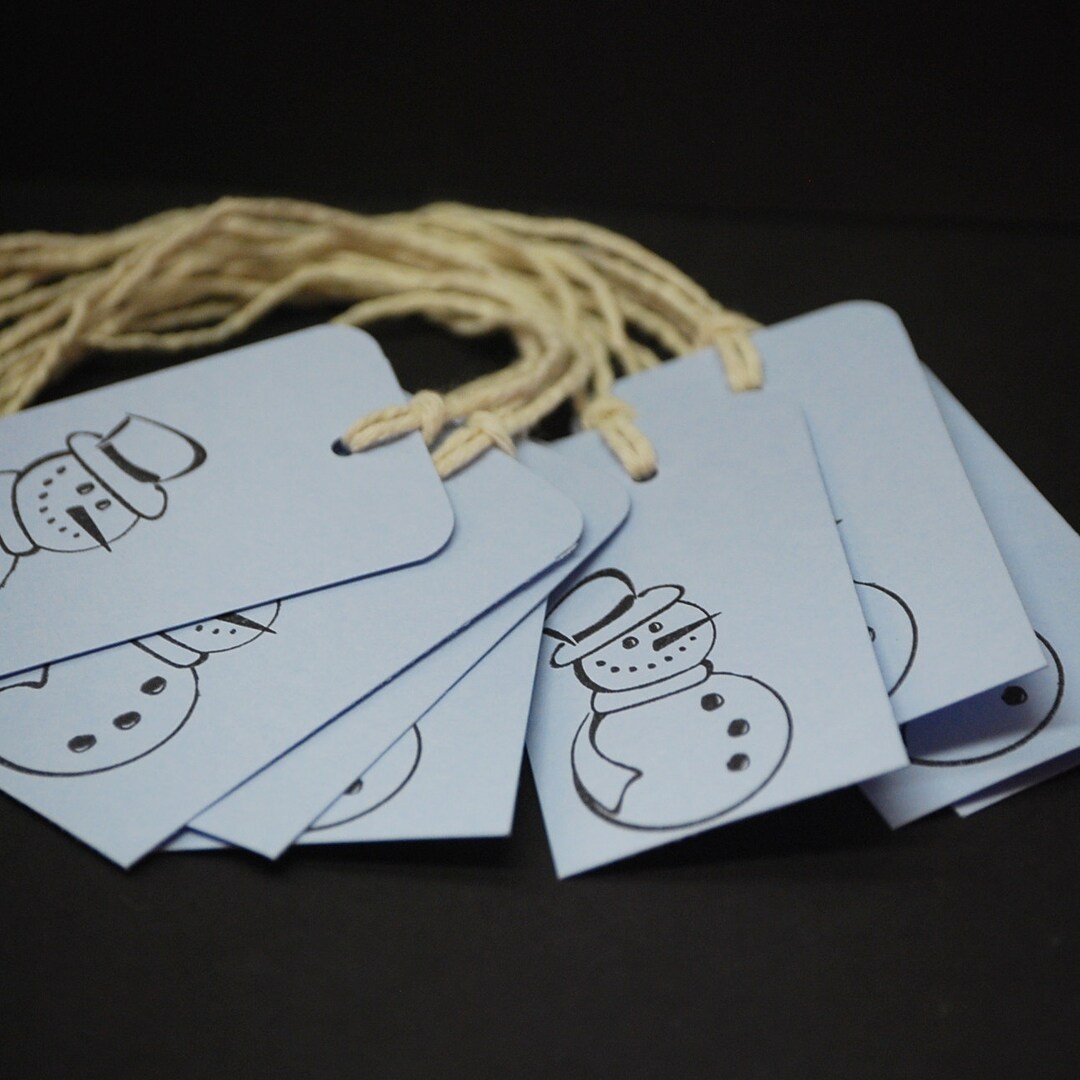 Snowman in Blue, Winter Gift Tags, Set of 8 Holiday Hang Tags - Etsy