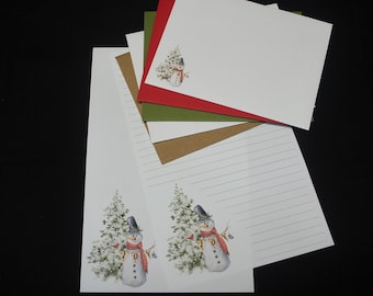 Rustic Joy Snowman, winter stationery set, 5.5 x 8.5, letter writing set, handwritten notes, lined  unlined, shabby snowman, pen pal, winter