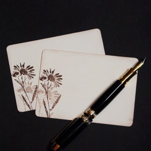 Rustique Daisy Stem, ensemble de cartes de vœux plates, ensemble de papeterie, cartes postales, cartes plates florales, cartes de billets de papeterie, estampillés à la main, en détresse