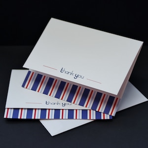 Merci à rayures Americana, cartes de vœux personnalisées ou personnalisées, ensemble de 6