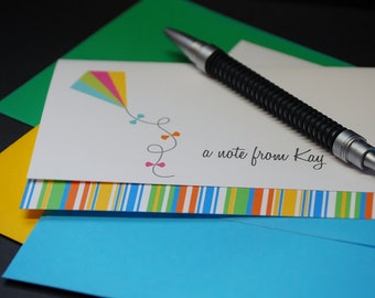 Bright Kite, personalized or custom note cards, set of 6 greeting cards