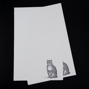 Here Kitty Kitty, fine stationery set, 5 5 x 8.5, writing set, handwritten letter, 30 pieces, lined, unlined, grey kitten, cat, fleck paper
