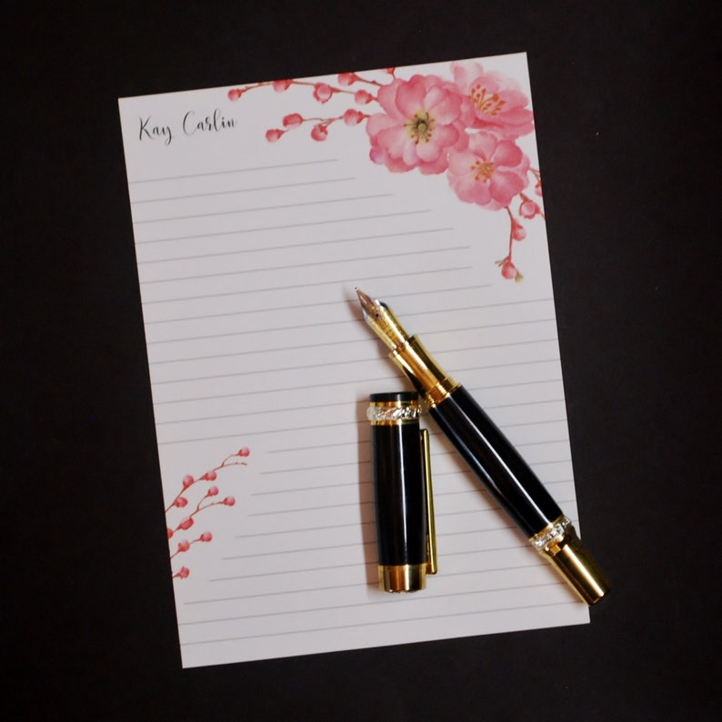 Pink Sakura Personalized Stationery Set Letter Writing Set - Etsy