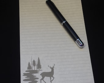 Deer Silhouette, masculine stationery set, 5.5 x 8.5, writing set, pen pal letter, outdoors, lined, unlined, parchment paper, snail mail