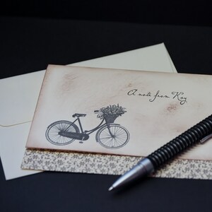 Un vélo plein de fleurs, cartes de vœux personnalisées ou personnalisées, lot de 6