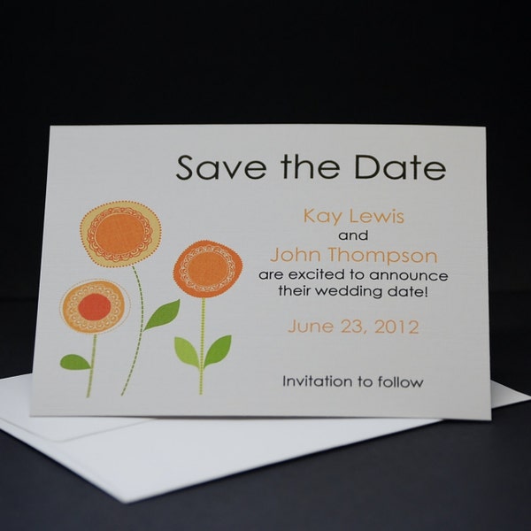 Mod Orange Blossoms, Save the Date card sample