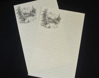 Mountain Stream, stationery, 5.5 x 8.5, letter writing set, parchment paper, 30 pieces, lined, unlined, masculine, snail mail, rustic nature