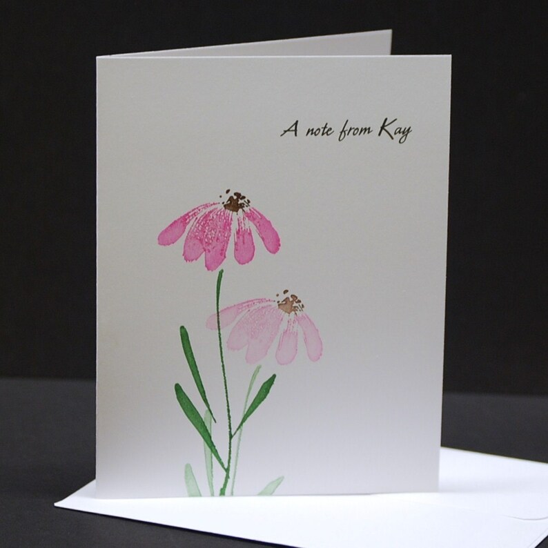 Coneflowers Hand Stamped Personalized Note Cards Set of 6 Etsy