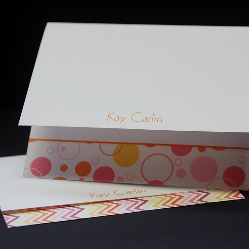 Dots And Pinking set of 6 personalized or customized coordinating greeting cards