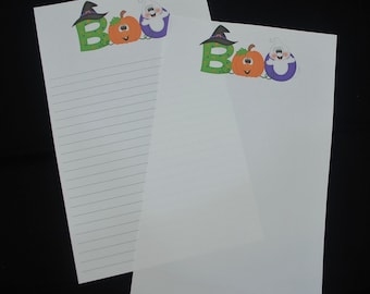 Halloween Boo, stationery set, 5.5 x 8.5, writing set, writing paper, 30 pieces, lined, unlined, pen pal, snail mail, pumpkin, ghost, boo