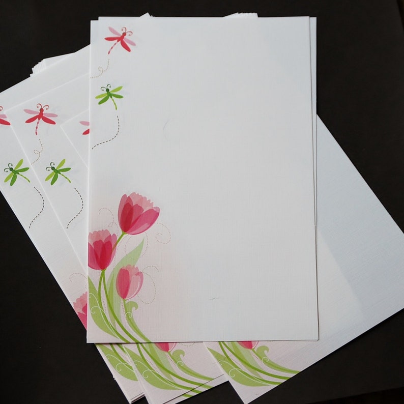 Pink Tulips fine writing set stationery set hand written letters 30 pieces letter writing set