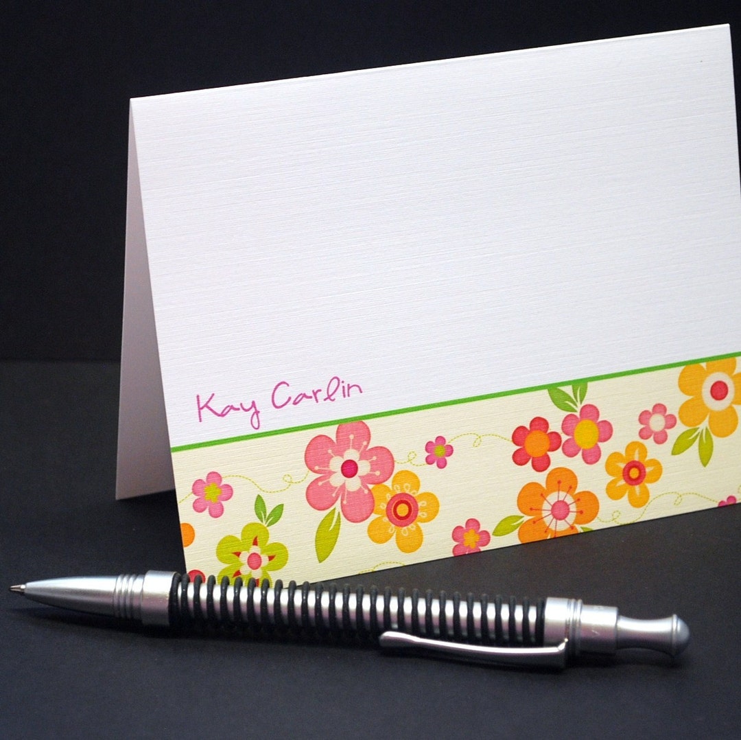 Summer Blooms, Personalized Note Cards, Set of 6 - Etsy