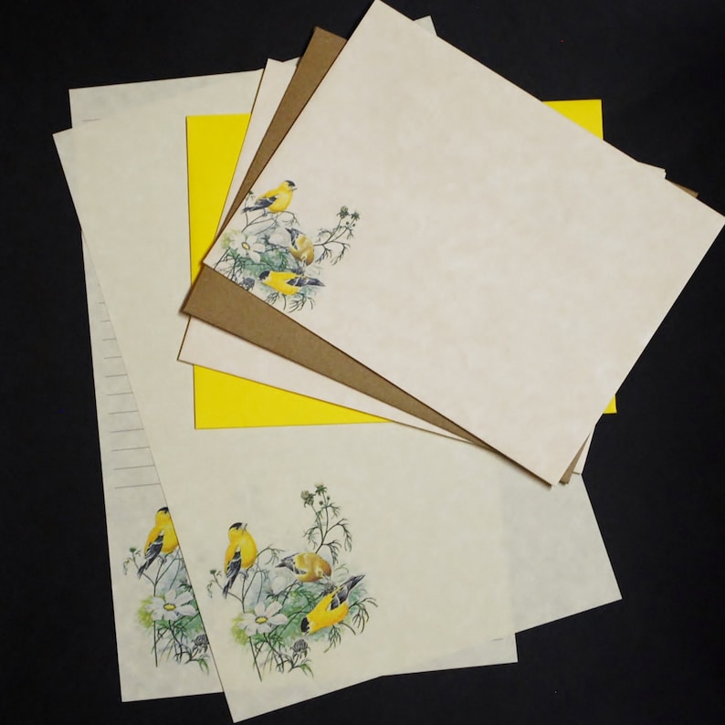 Goldfinches Fine Stationery Set Parchment Paper Letter - Etsy