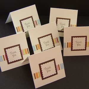 Lot de 6 cartes-cadeaux rayées de remerciement, sans enveloppe