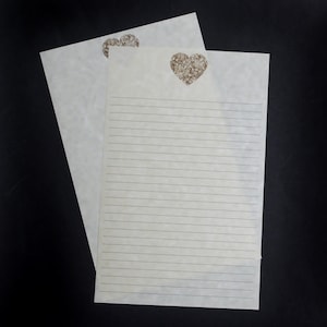 With Love, ensemble de papeterie, 5,5 x 8,5, écriture, correspondant, lettre d'amour, avec ou sans doublure, papier parchemin, colimaçon, coeur floral, romantique