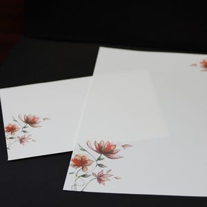 Garden Party, stationery set, 5.5 x 8.5, letter writing set, handwritten letters, 30 pieces, lined, unlined, blue watercolor flowers, floral