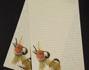 Chickadees, stationery set, 5.5 x 8.5, letter writing set, handwritten letter, 30 pieces, lined, unlined, snail mail, pen pal, birds, rustic