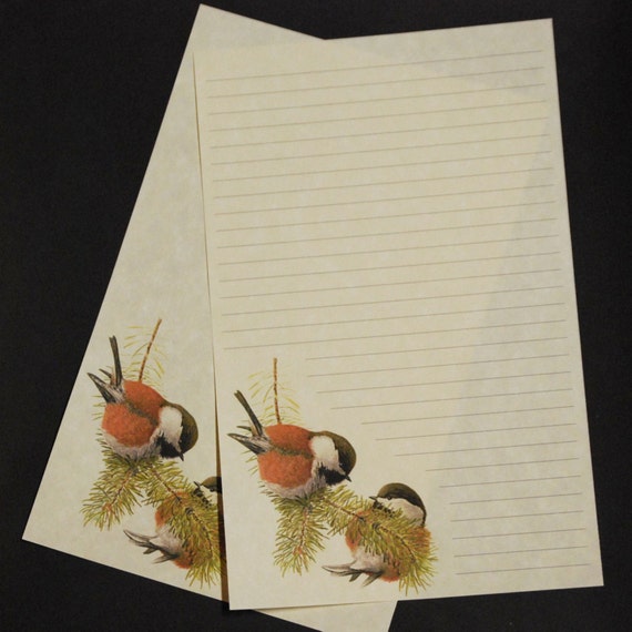 8.5 x 5.5 inches fine stationery set 30 pieces letter writing set snail mail lined or unlined social Chickadees hand written letters