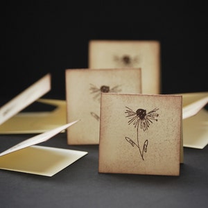Fleur griffonnée, mini-notes pliées, lot de 8 petites cartes pour pièce jointe