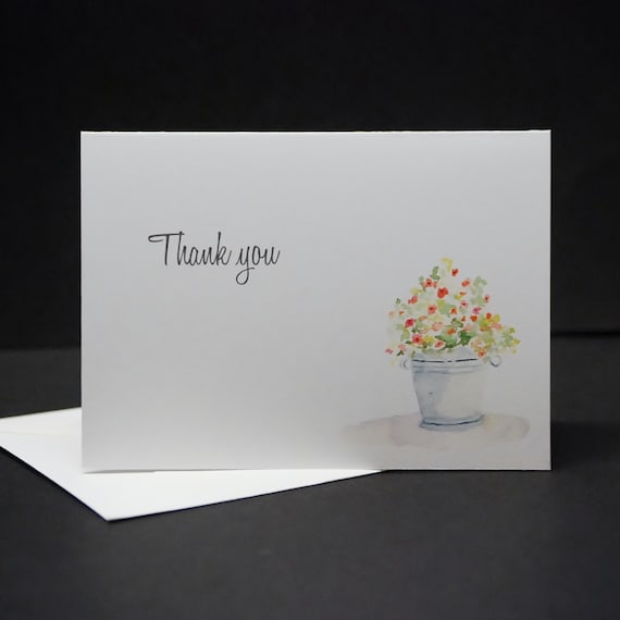 Flower Pot Thank You Greeting Cards Set of 10 | Etsy