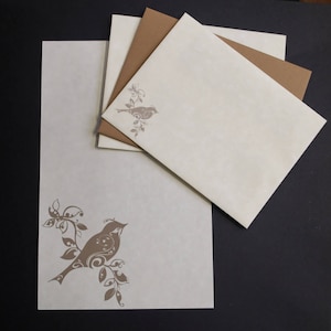 Joli oiseau, ensemble de papeterie, 5,5 x 8,5, set d'écriture de lettres, papier parchemin, 30 pièces, avec ou sans doublure, correspondant, courrier postal, oiseau déco