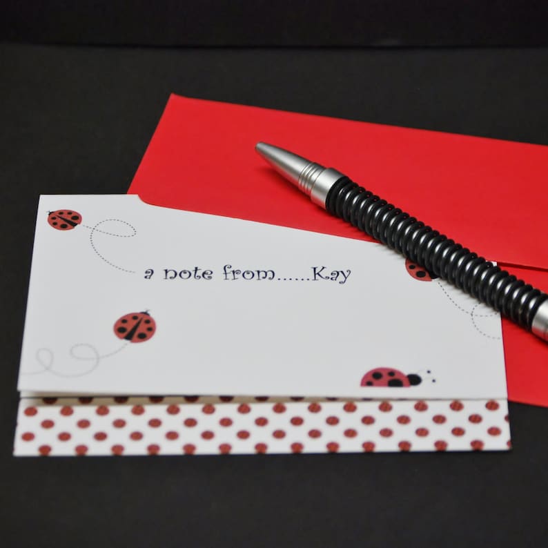 Lady Bug Note Ladybug Love, Personalized and Custom Note Cards, Set of 6 Greeting ...