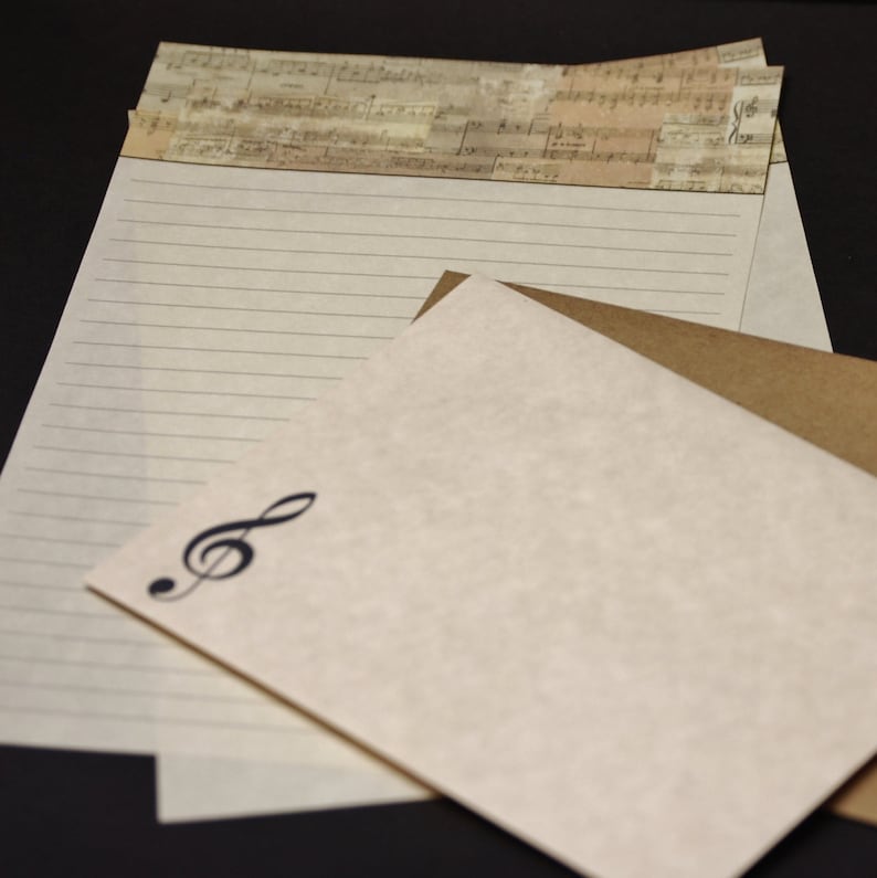 8.5 x 5.5 inches fine stationery set letter writing set snail mail 30 pieces lined or unlined hand written letters Musical Score
