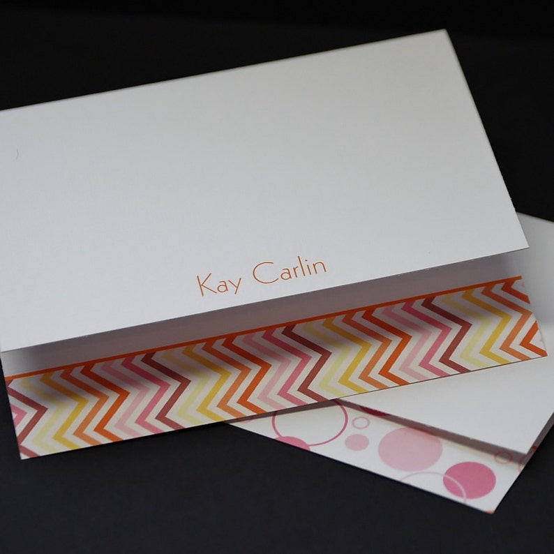 Dots And Pinking set of 6 personalized or customized coordinating greeting cards