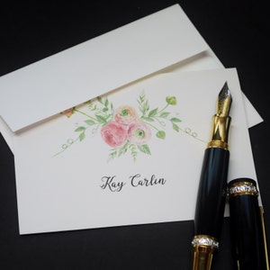 Trio rose personnalisé, cartes de vœux pliées, ensemble de 10, ensemble de papeterie, courrier postal, amitié, bonjour, ensemble d’écriture, papeterie, correspondant