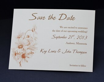 Save the Date cards, personalized, Autumn Daisies